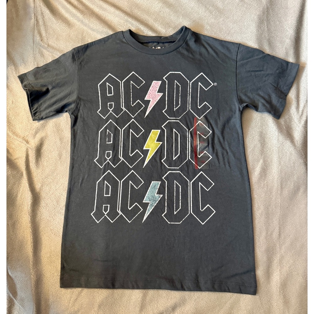 AC/DC Graphic T-Shirt Womens XXS Charcoal Gray Rock Band‎ Tee Short Sleeve